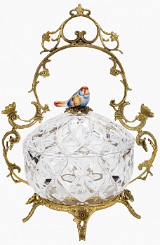 Конфетница с птичкой Glasar HGL481S/GLASS
