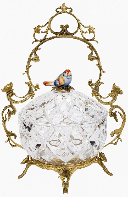 Конфетница с птичкой Glasar HGL481S/GLASS