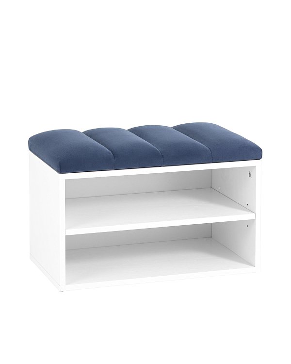 Обувница Хольст белая велюр синий Stool Group