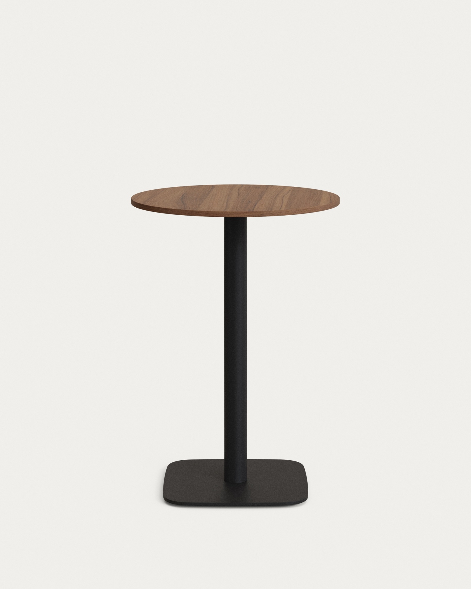 Dina Высокий круглый стол из меламина с ореховой отделкой и черной металлической ножкой  Ø60x96 La Forma (ex Julia Grup)