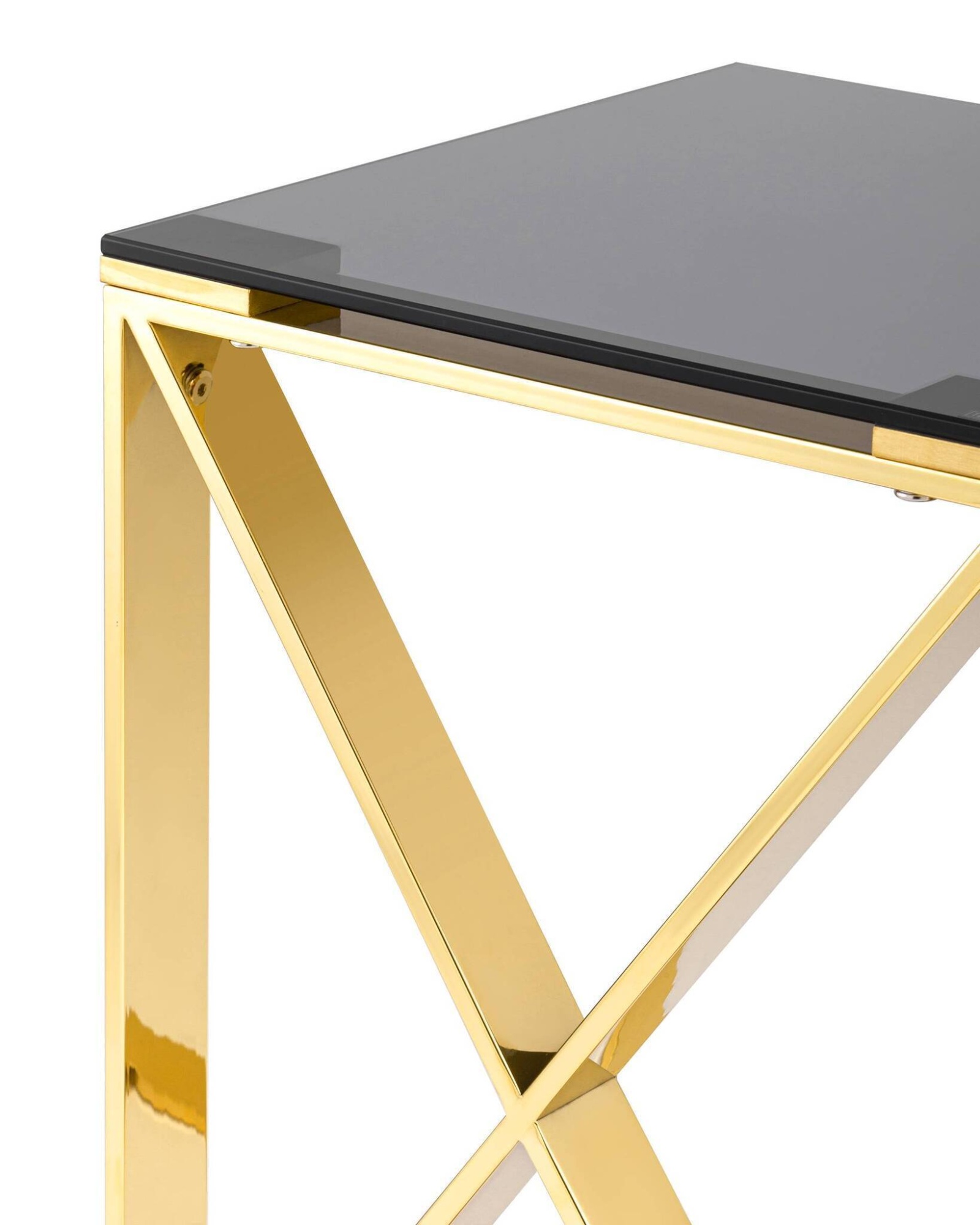 Журнальный стол 40*40 КРОСС золото стекло smoke Stool Group