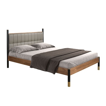 Кровать 7169 из темно-серой экокожи для матраса 150×200 Angel Cerda