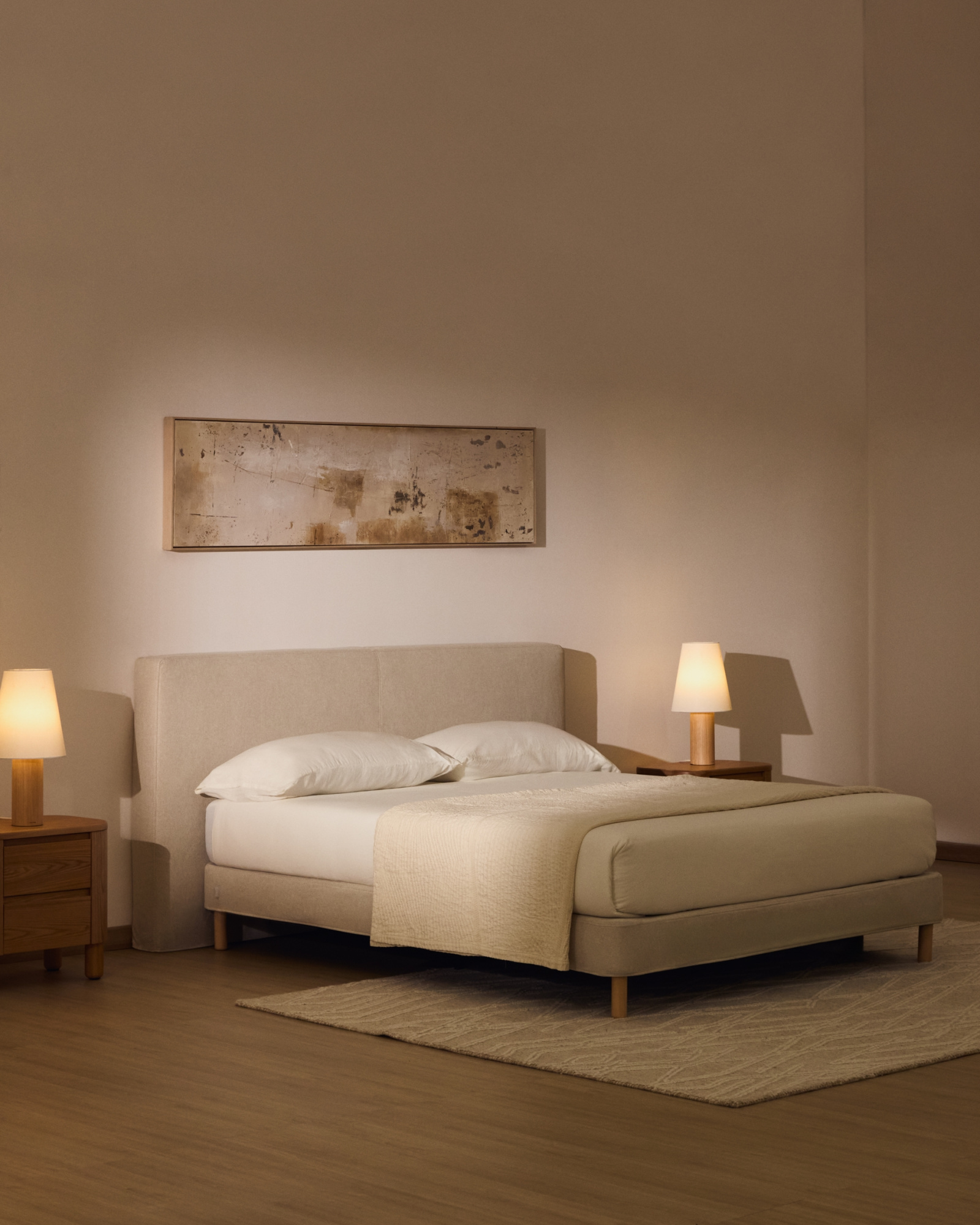 Изголовье Blok цвета экрю со съемным чехлом для кровати шириной до 180 см La Forma 469901