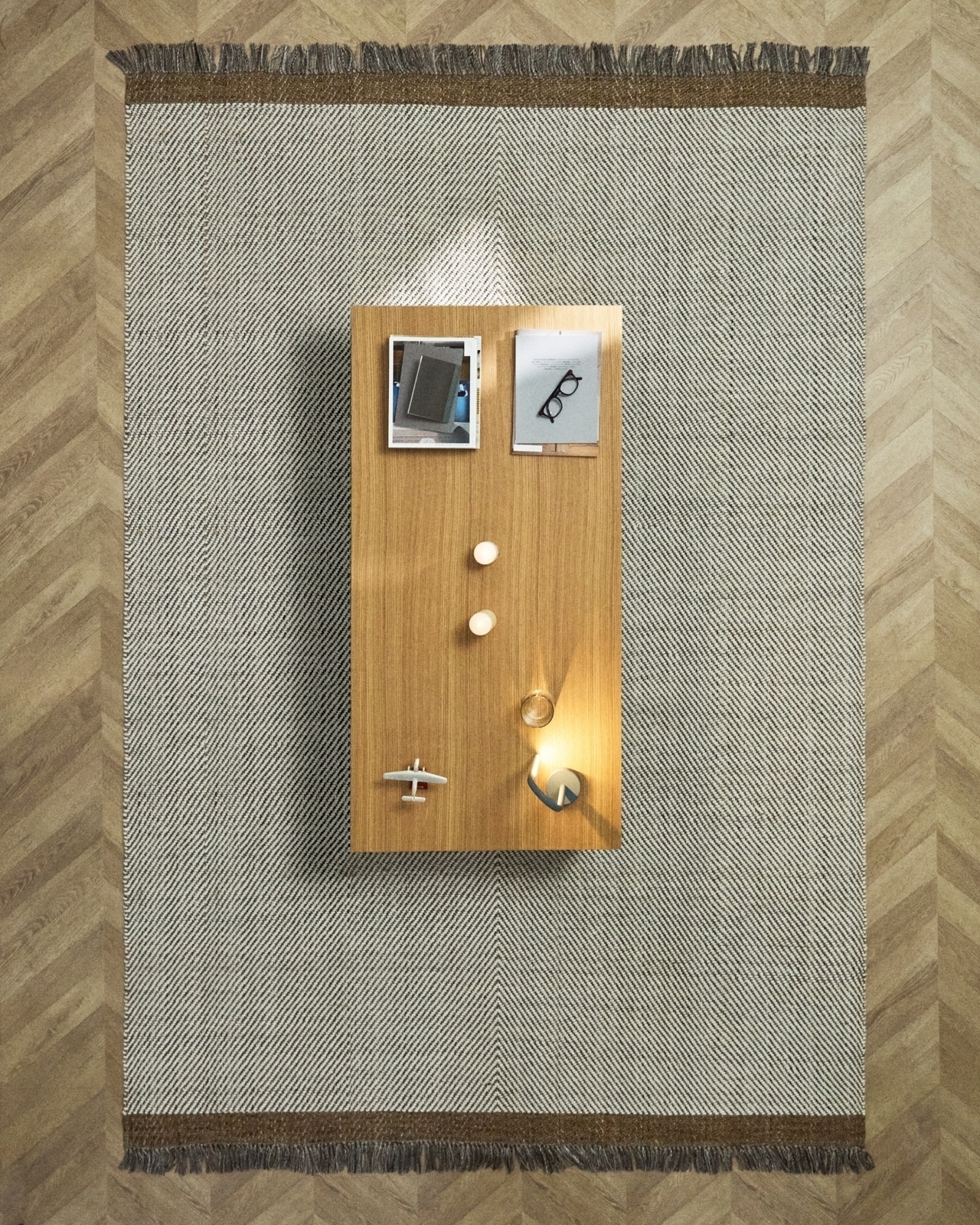 Ковер Brina из бежевой шерсти с узором елочка 300 x 200 см La Forma (ex Julia Grup)