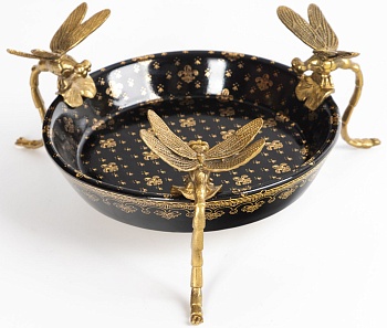 Блюдо со стрекозами Glasar 31G2574/C914HC/HBK1041