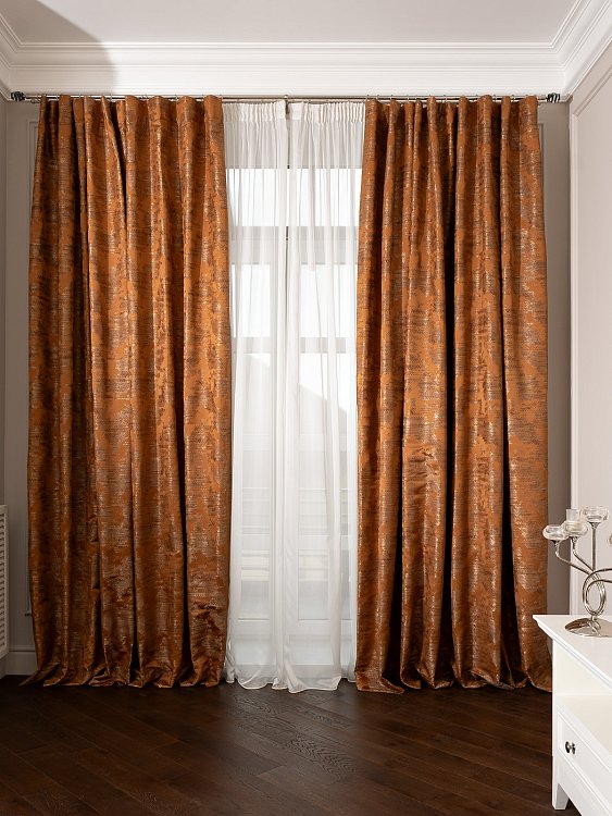 Портьера BROMLEY 275х260см оранжевая Garda Decor 121GD-00006/1