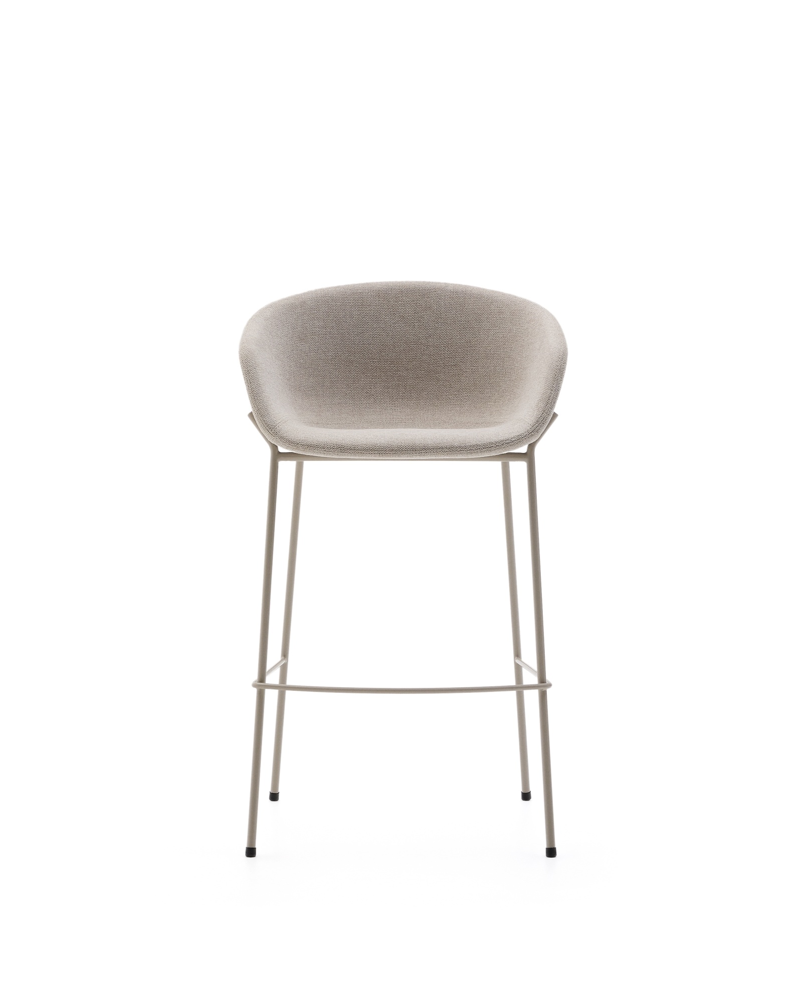 Барный стул Yvette из бежевого шенилла с бежевыми стальными ножками 75 см La Forma (ex Julia Grup)