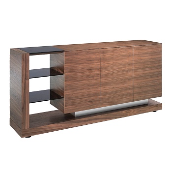 Сервант MK1317A /3140 ореховый с черным стеклом Angel Cerda