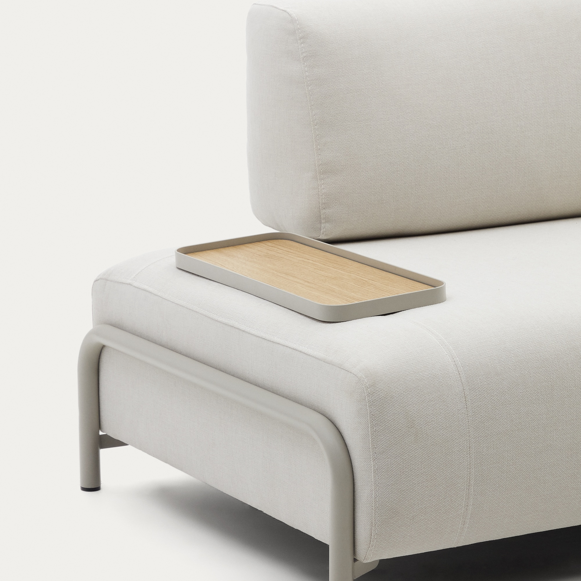 Compo Небольшой поднос из дубового шпона с натуральной отделкой и серого металла La Forma (ex Julia Grup)