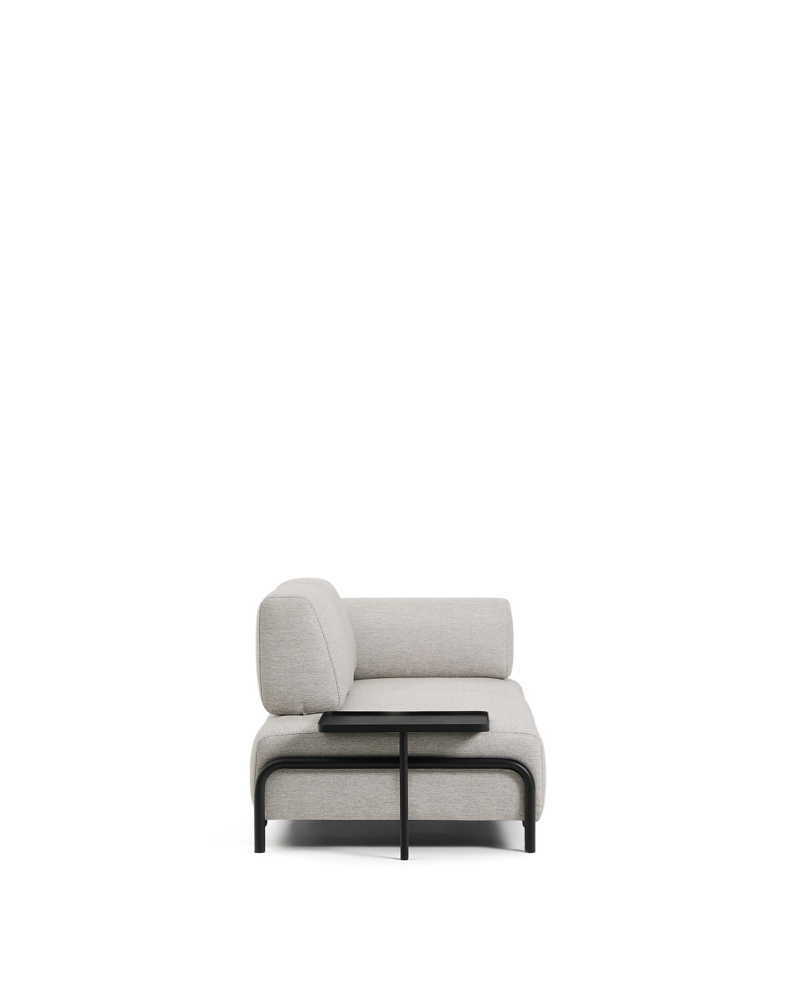 2-местный диван Compo серо-бежевого цвета с большим журнальным столиком и чёрным каркасом La Forma (ex Julia Grup)