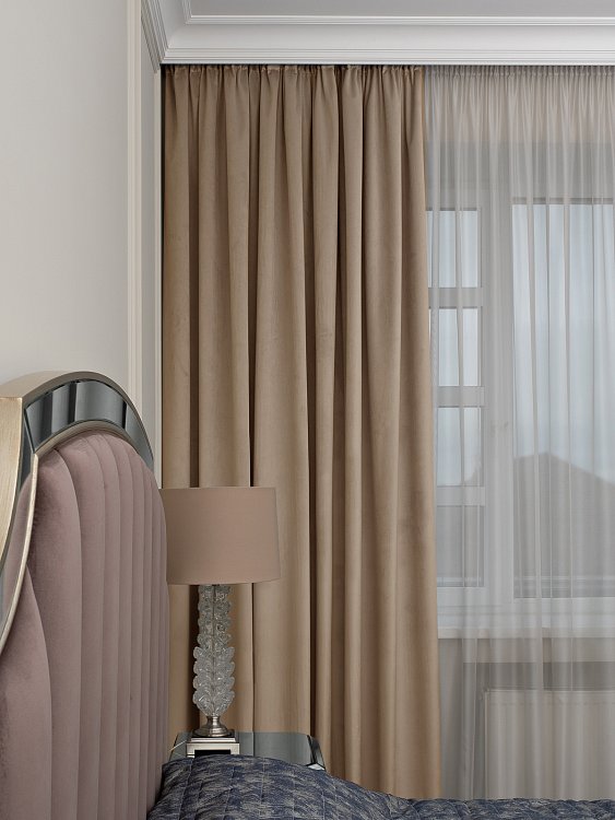 Портьера Silkу 6 бежевая димаут 275*260 Garda Decor 121GD-00027