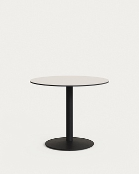 Esilda Садовый круглый стол белого цвета с черной металлической ножкой La Forma (ex Julia Grup)