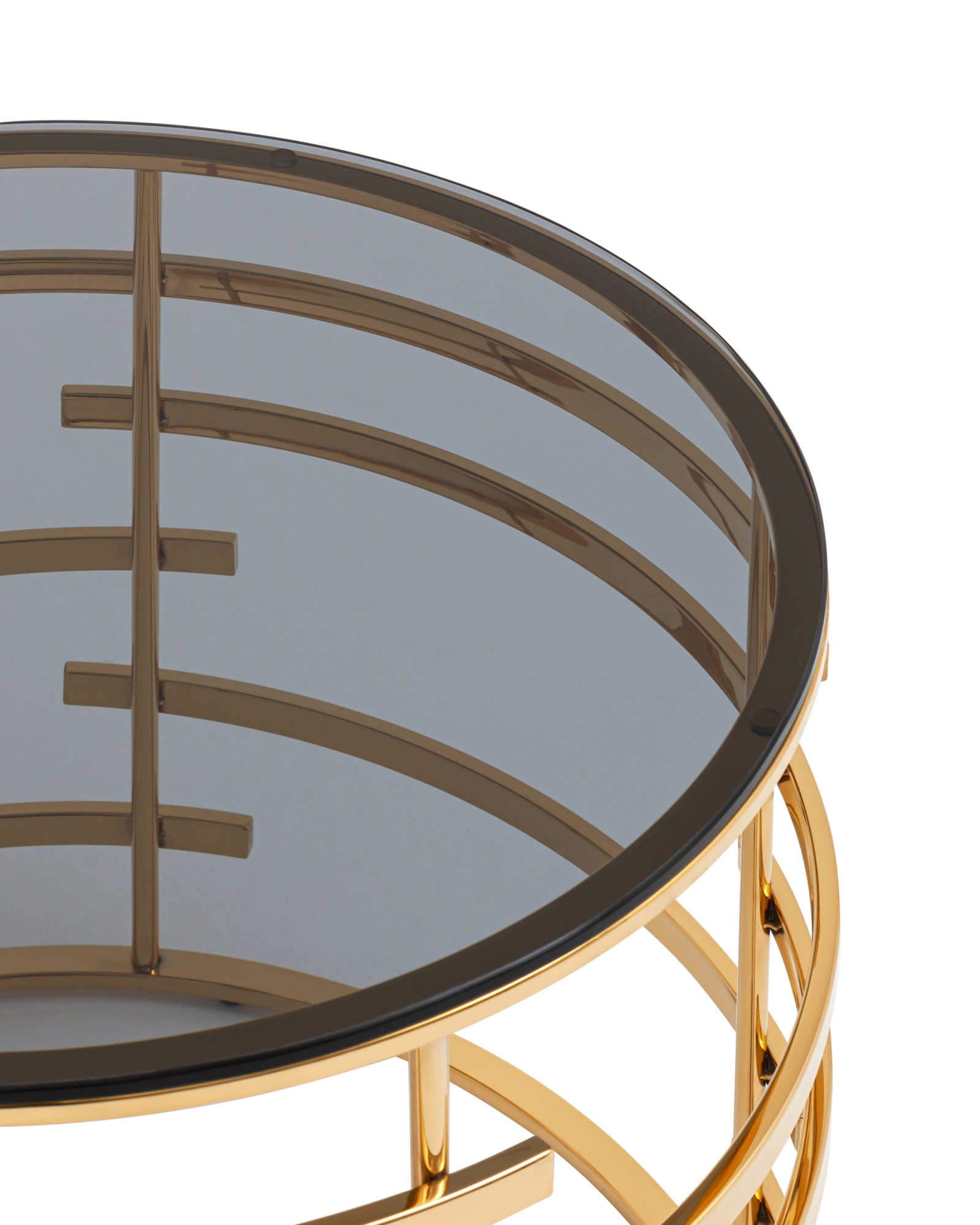 Журнальный столик Инфлюэнс 60*60 стекло smoke сталь золото Stool Group