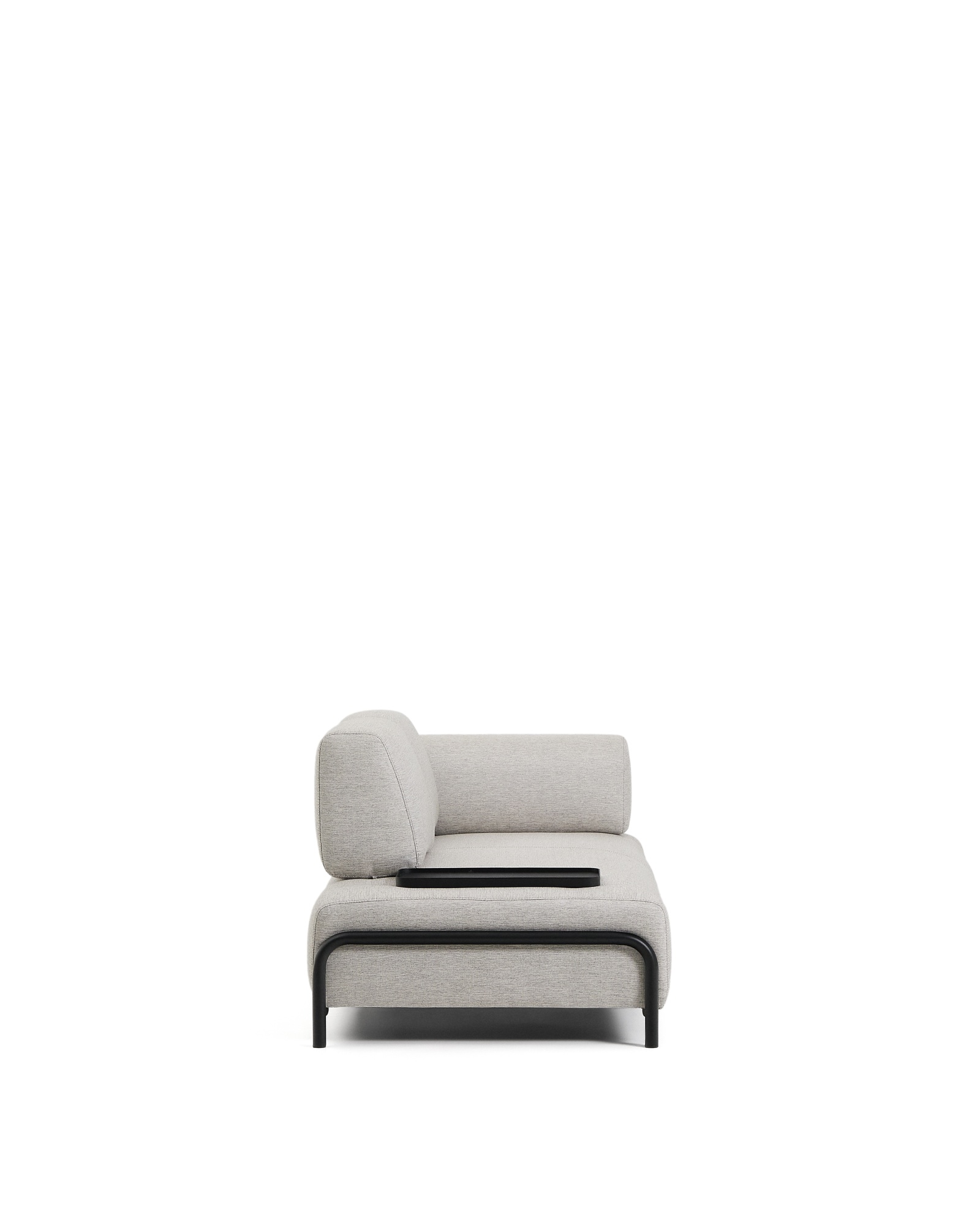 2-местный диван Compo серо-бежевого цвета с малым журнальным столиком и чёрным каркасом La Forma (ex Julia Grup)