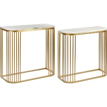 Консоли с белым мрамором, набор Glasar 54-038/037