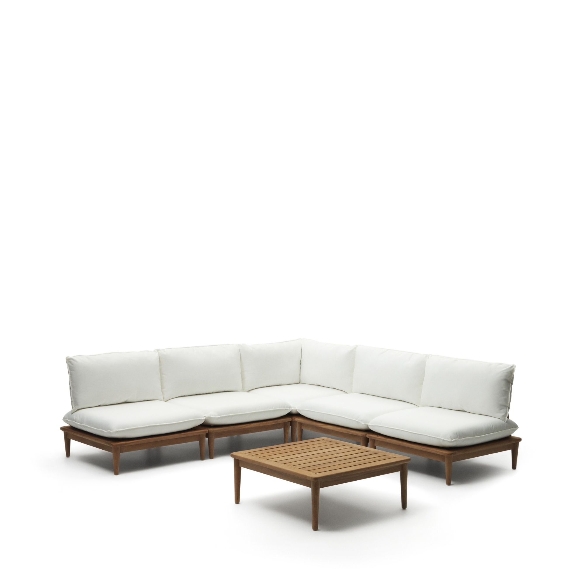 Portitxol Комплект из модульного углового дивана и журнального столика из массива тика La Forma (ex Julia Grup)