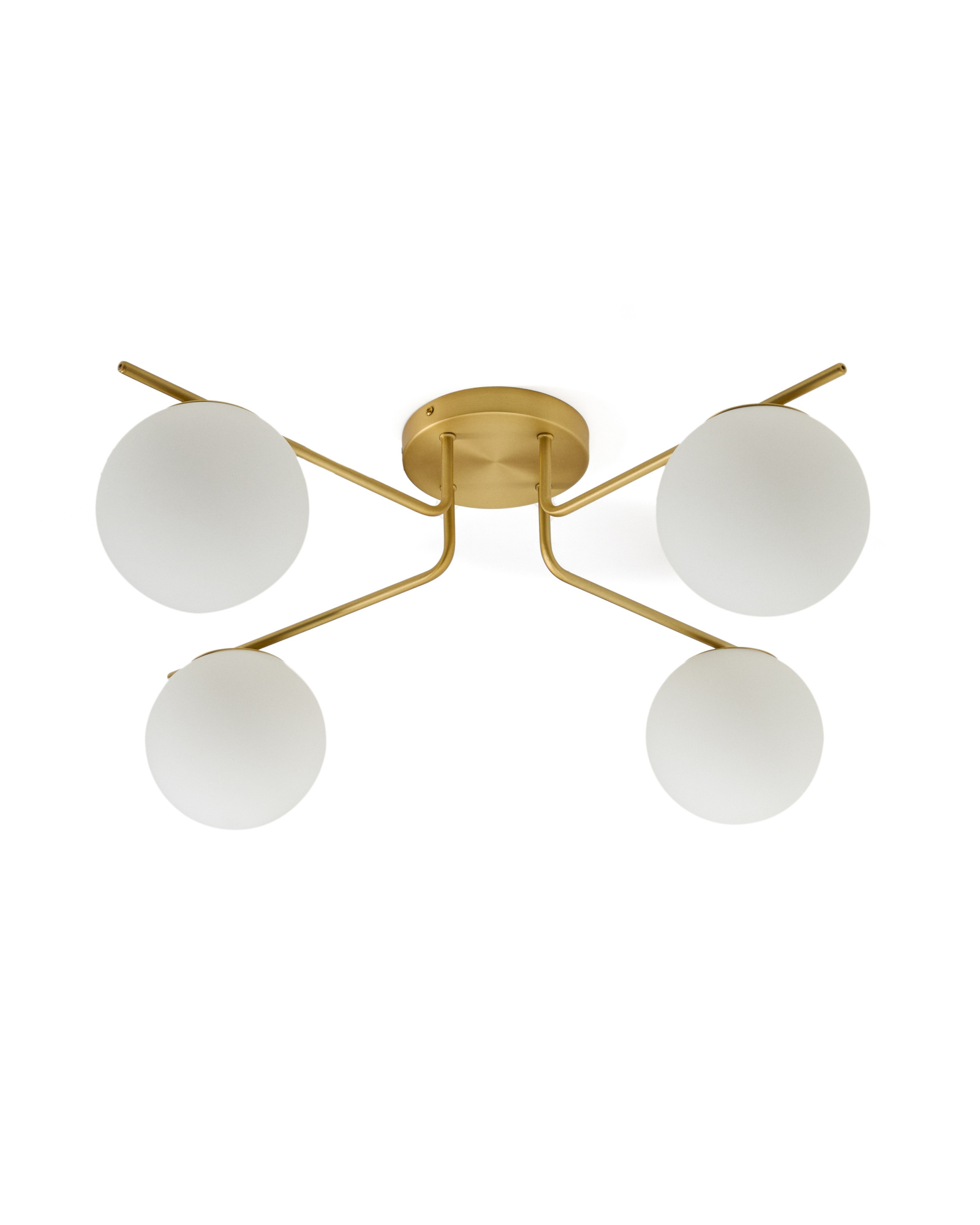 Потолочный светильник Brisia из металла в латунной отделке с 4 стеклянными плафонами Ø15 см La Forma 445201