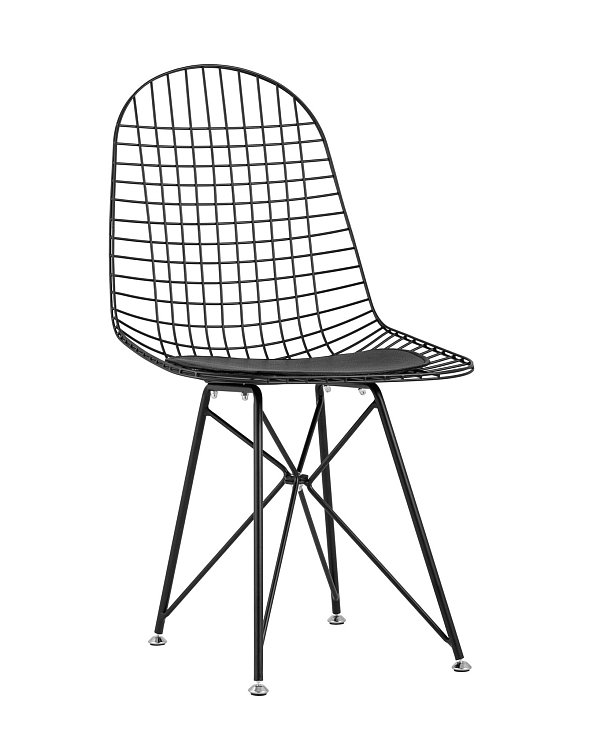 Стул обеденный Eiffel черный с черной подушкой Stool Group