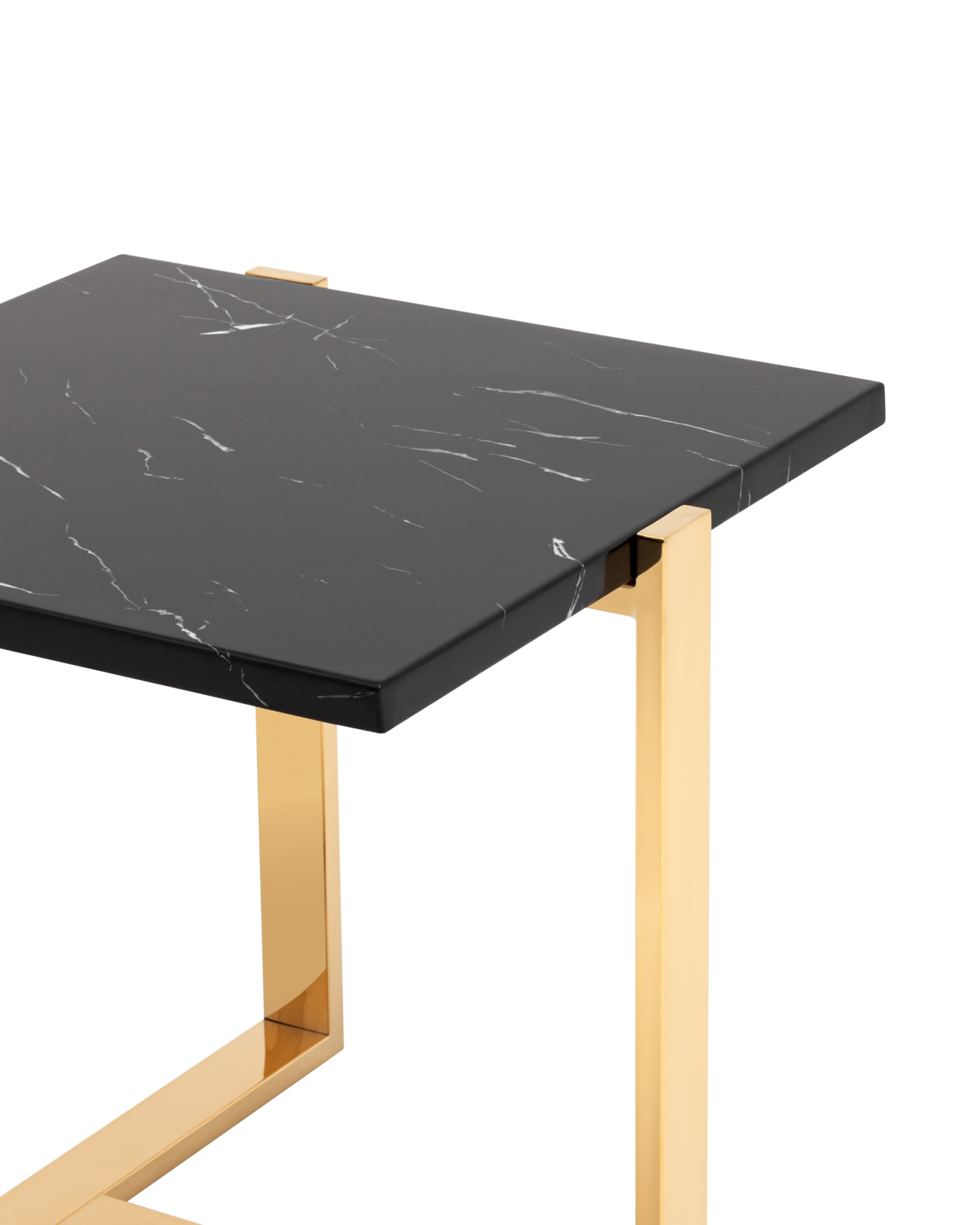 Журнальный столик Тоби 61*61 черный мрамор сталь золото Stool Group