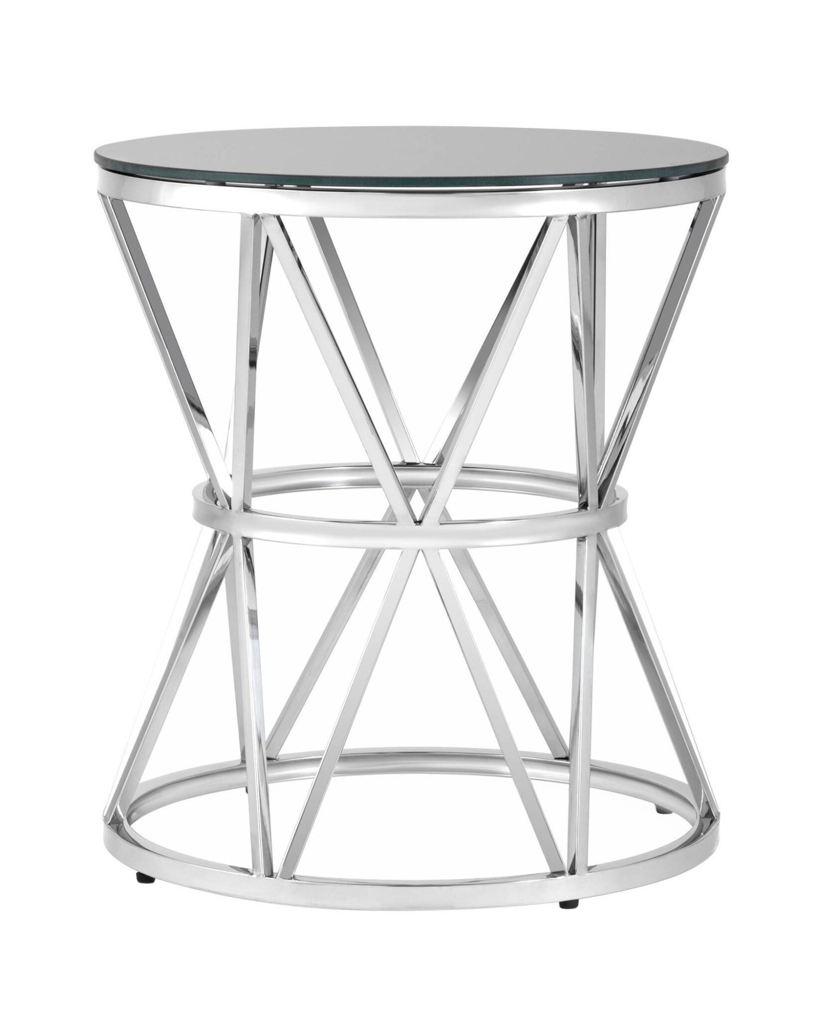 Журнальный стол 50*50 ВИВА серебро стекло черное Stool Group