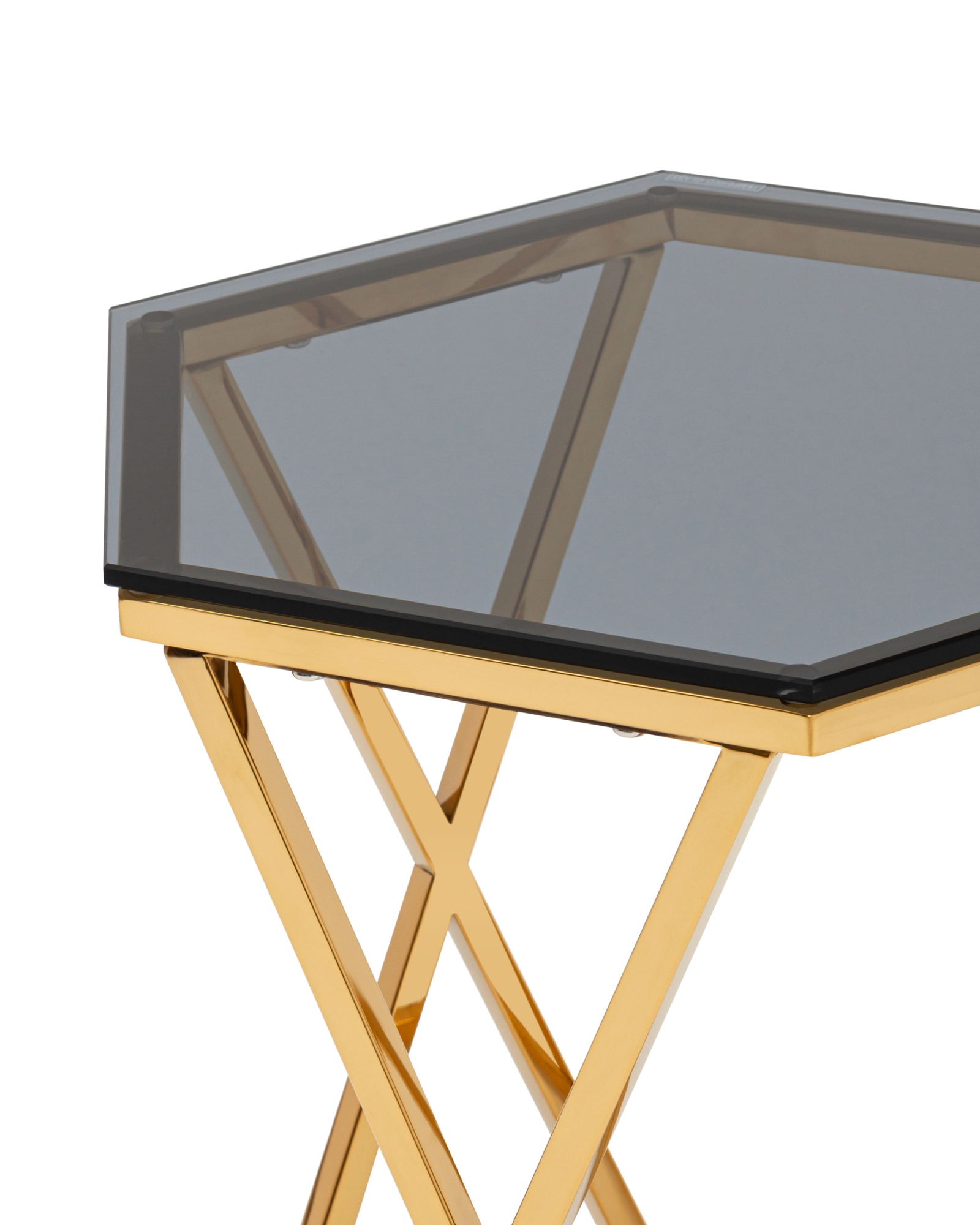 Журнальный столик Круз 48*42 стекло smoke сталь золото Stool Group