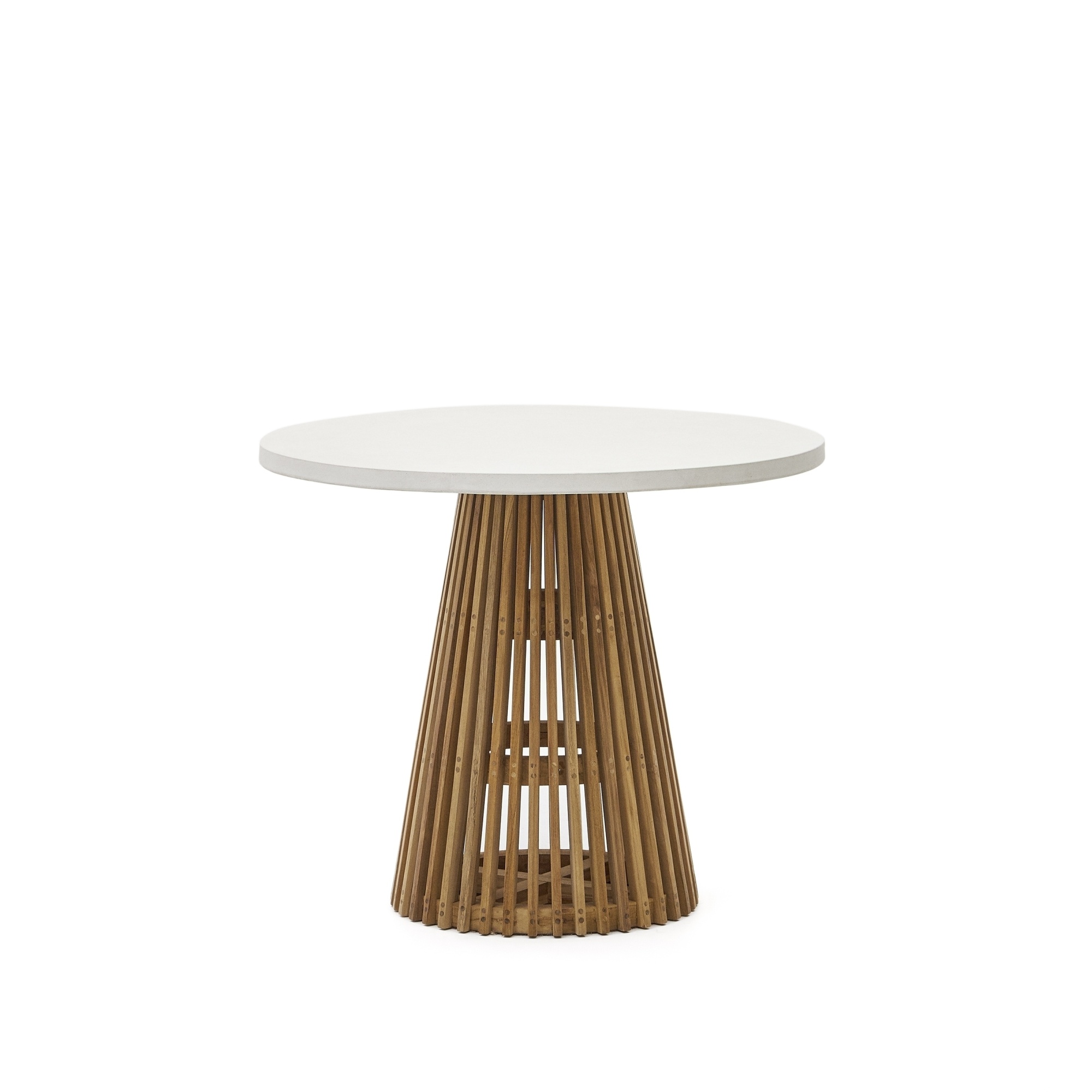 Alcaufar Круглый уличный стол из массива тикового дерева и белого цемента Ø 90 см La Forma (ex Julia Grup)