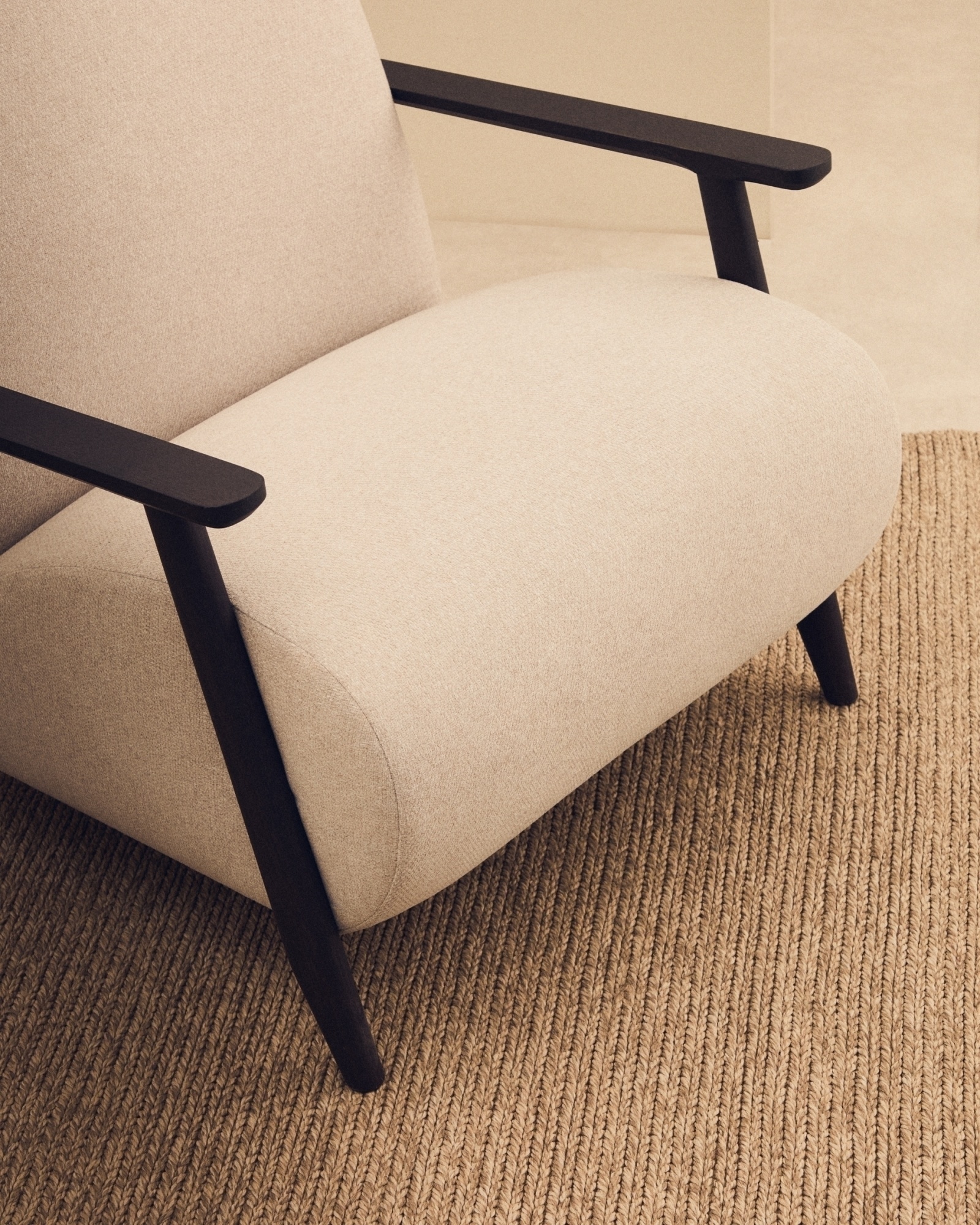 Кресло Meghan из жемчужного шенилла с массивом бука в отделке венге La Forma (ex Julia Grup)