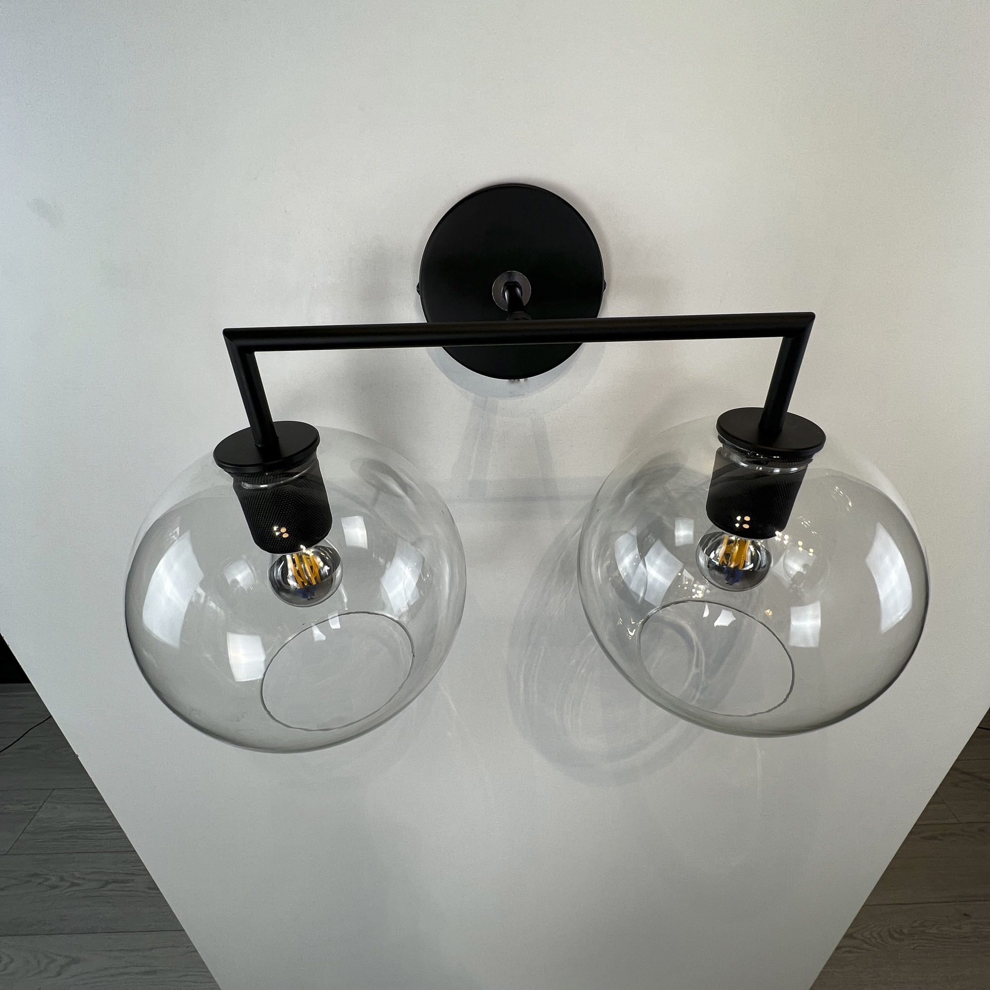 Бра Rh Utilitaire Globe Shade Double Sconce Black By Imperiumloft