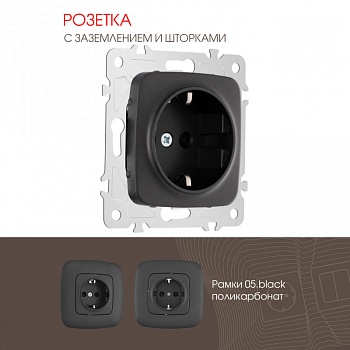 Розетка Arte Milano 205.40-1.black