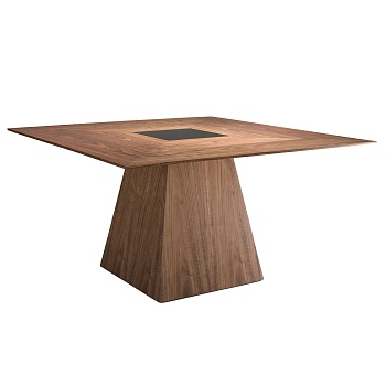 Квадратный обеденный стол MI1412 /1079 из ореха со вставкой из черного стекла Angel Cerda