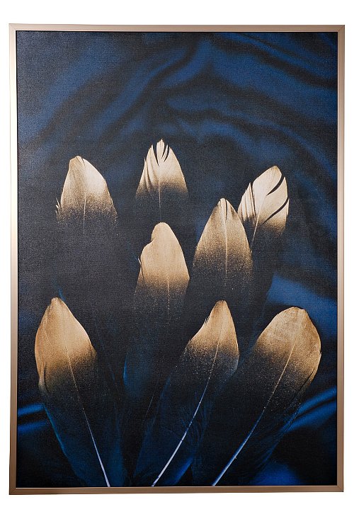 Холст "Золотое перо-1" в багете латунь Garda Decor 89VOR-GOLDEN FEATHER/1