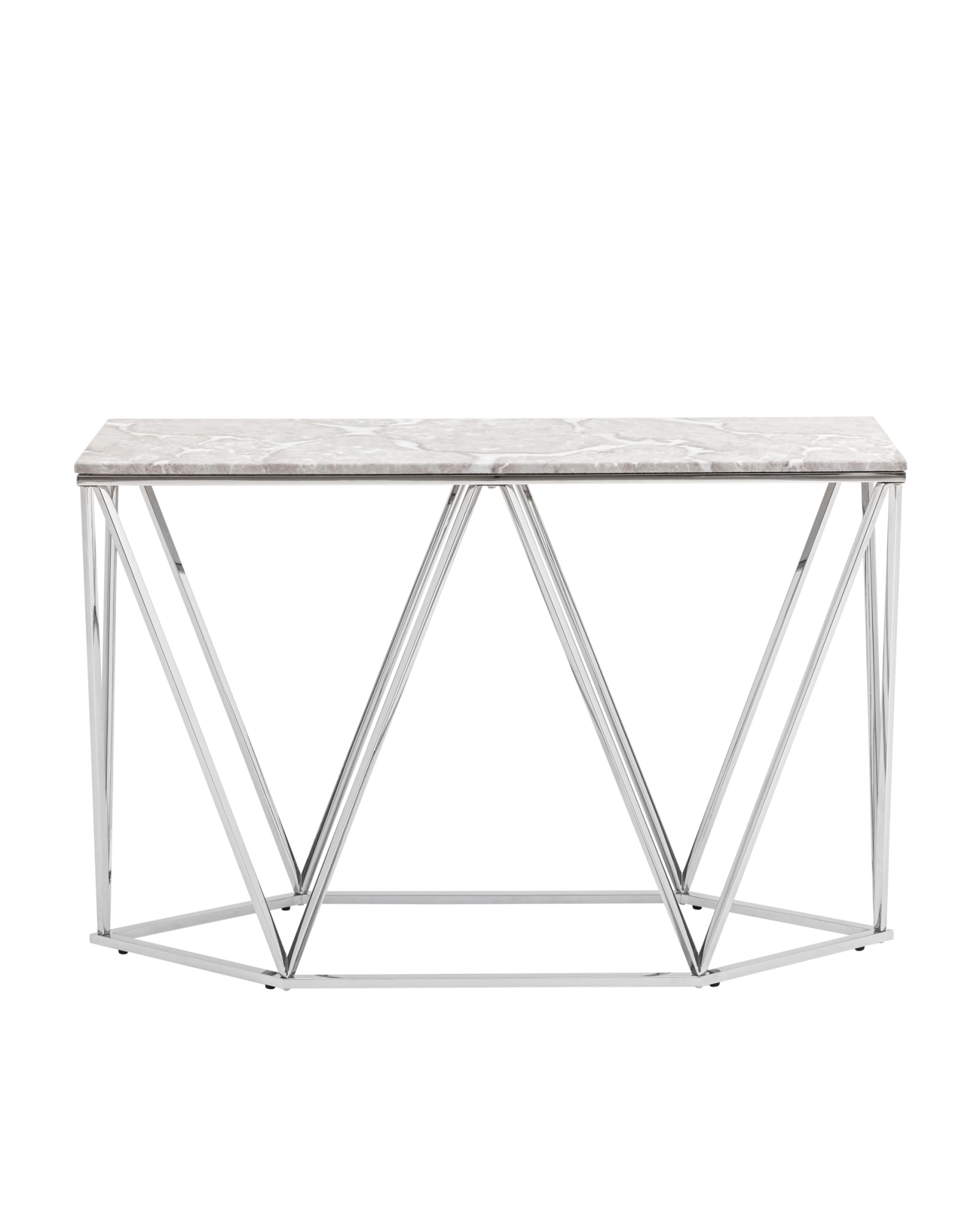 Консоль Авалон 122*41 серый мрамор сталь серебро Stool Group