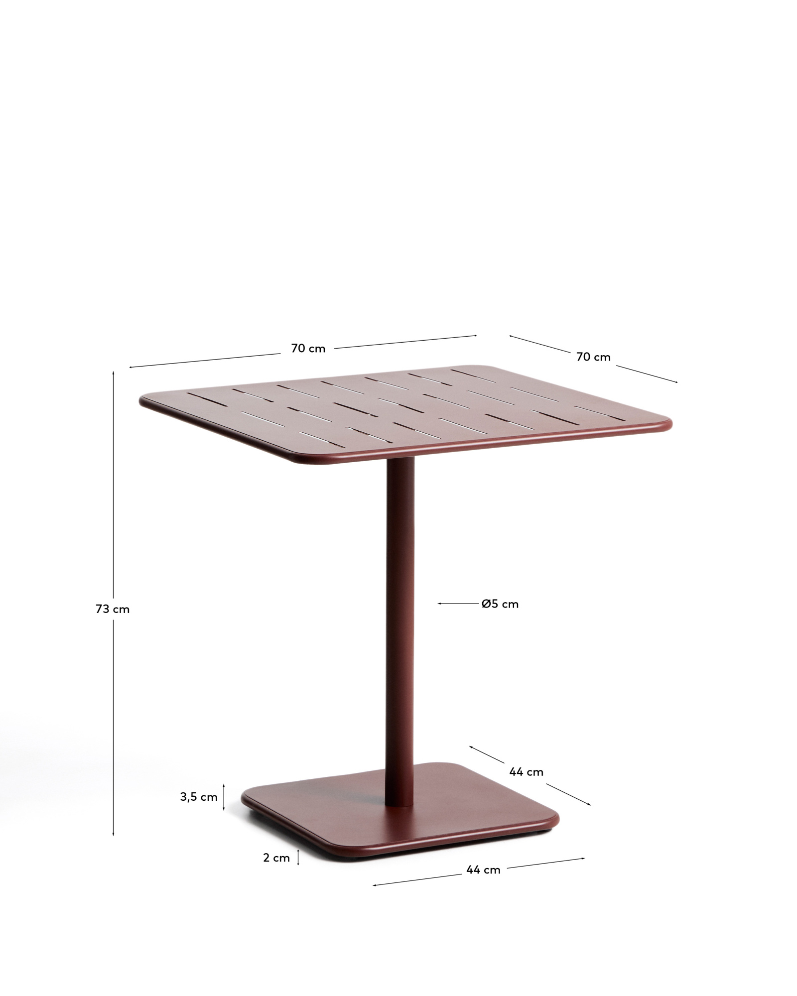 Уличный стол Brai из оцинкованной стали бордового цвета, 70 x 70 см La Forma 482207