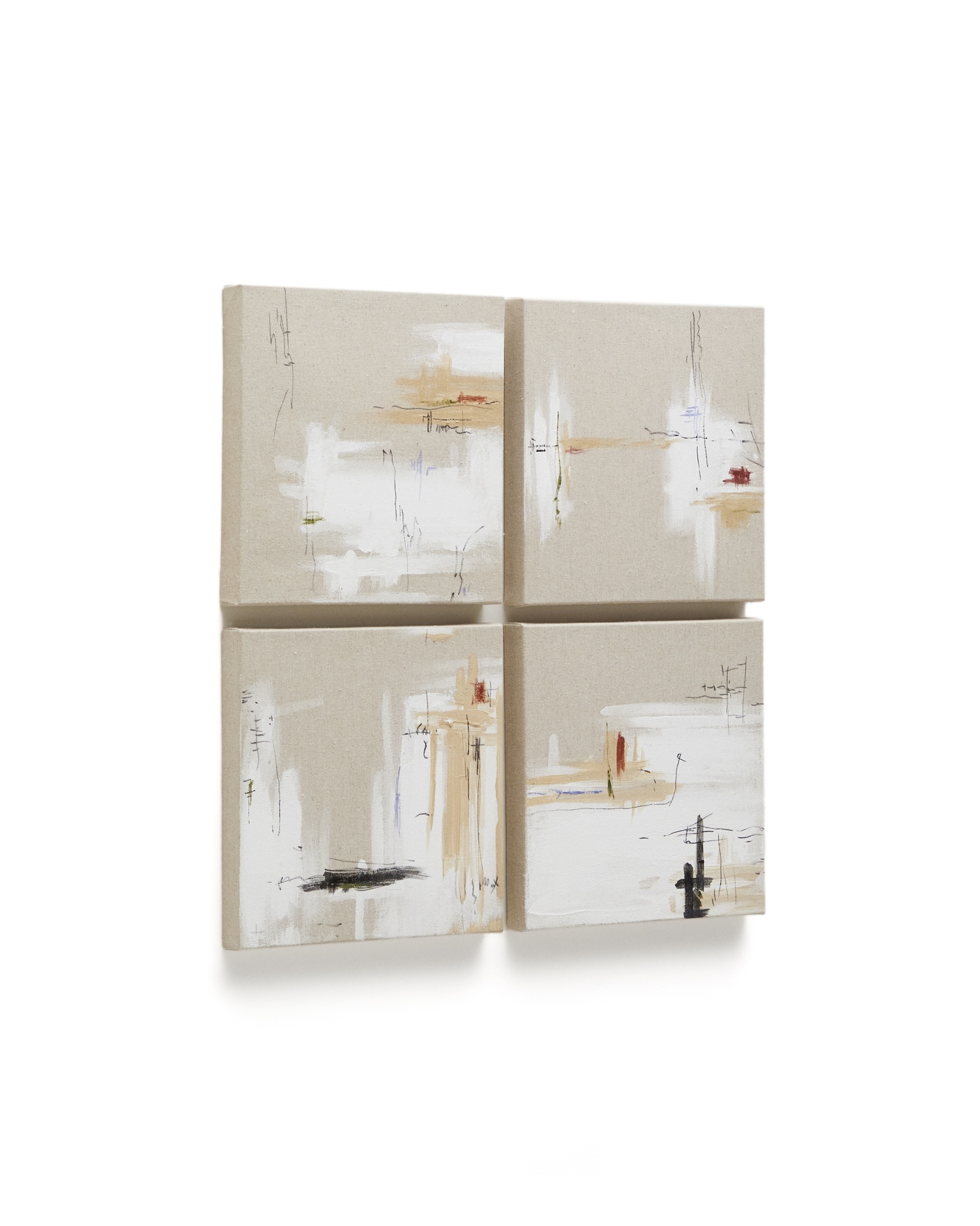 Selnir Набор из 4 картин на льняной основе белого и бежевого цвета 30 х 30 см La Forma (ex Julia Grup)