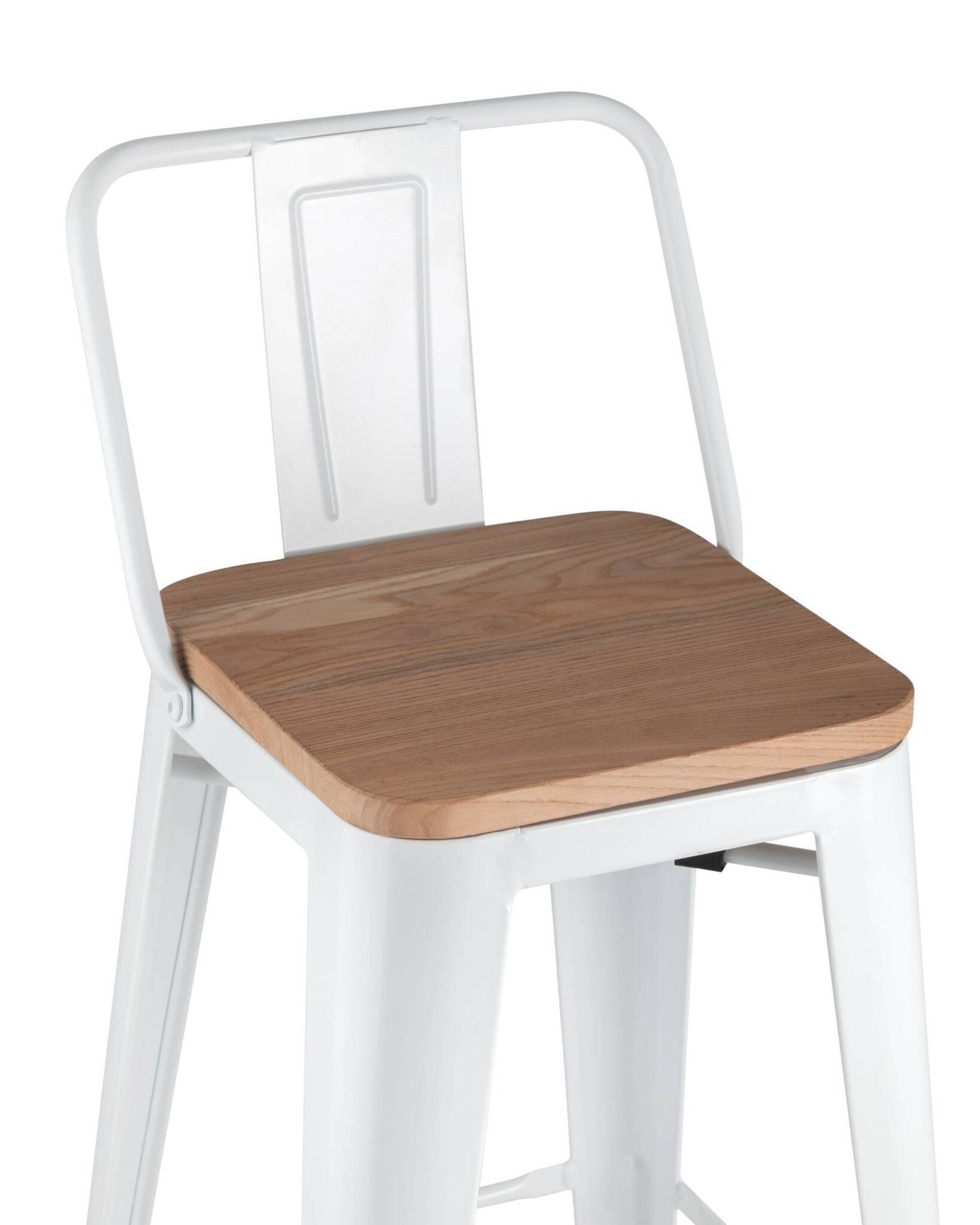 Стул барный TOLIX WOOD со спинкой белый глянцевый Stool Group
