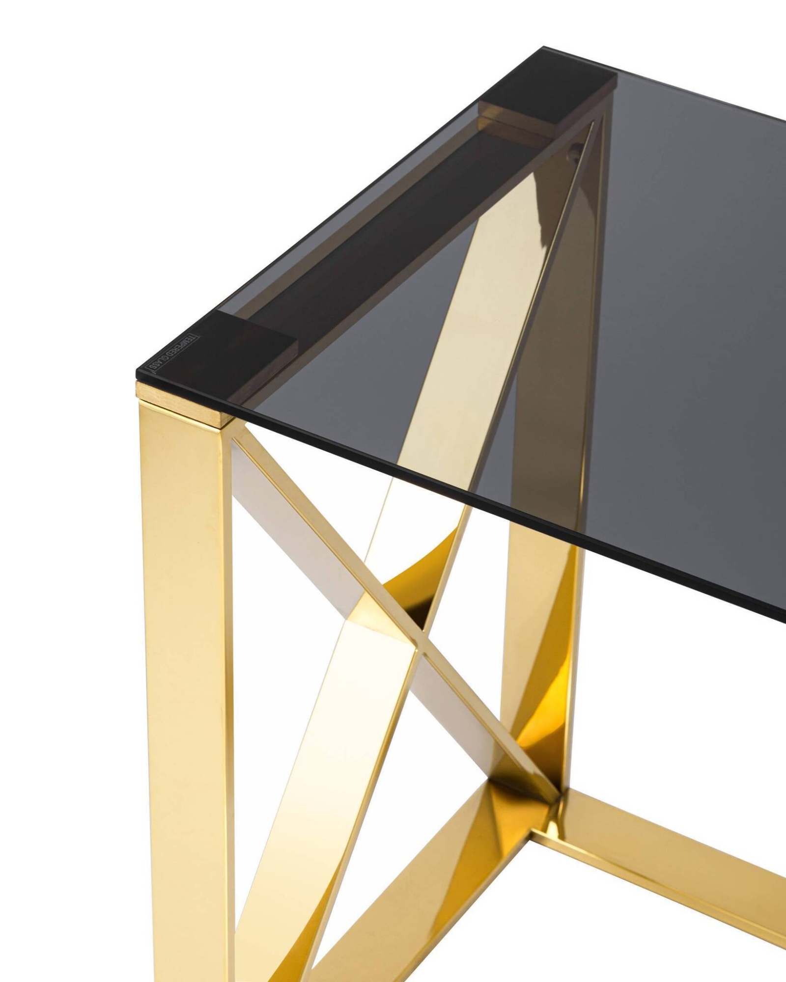 Журнальный стол 40*40 КРОСС золото стекло smoke Stool Group