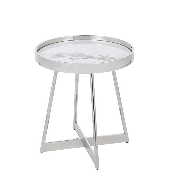 Журнальный столик Гера 50*50 см сталь серебро Stool Group