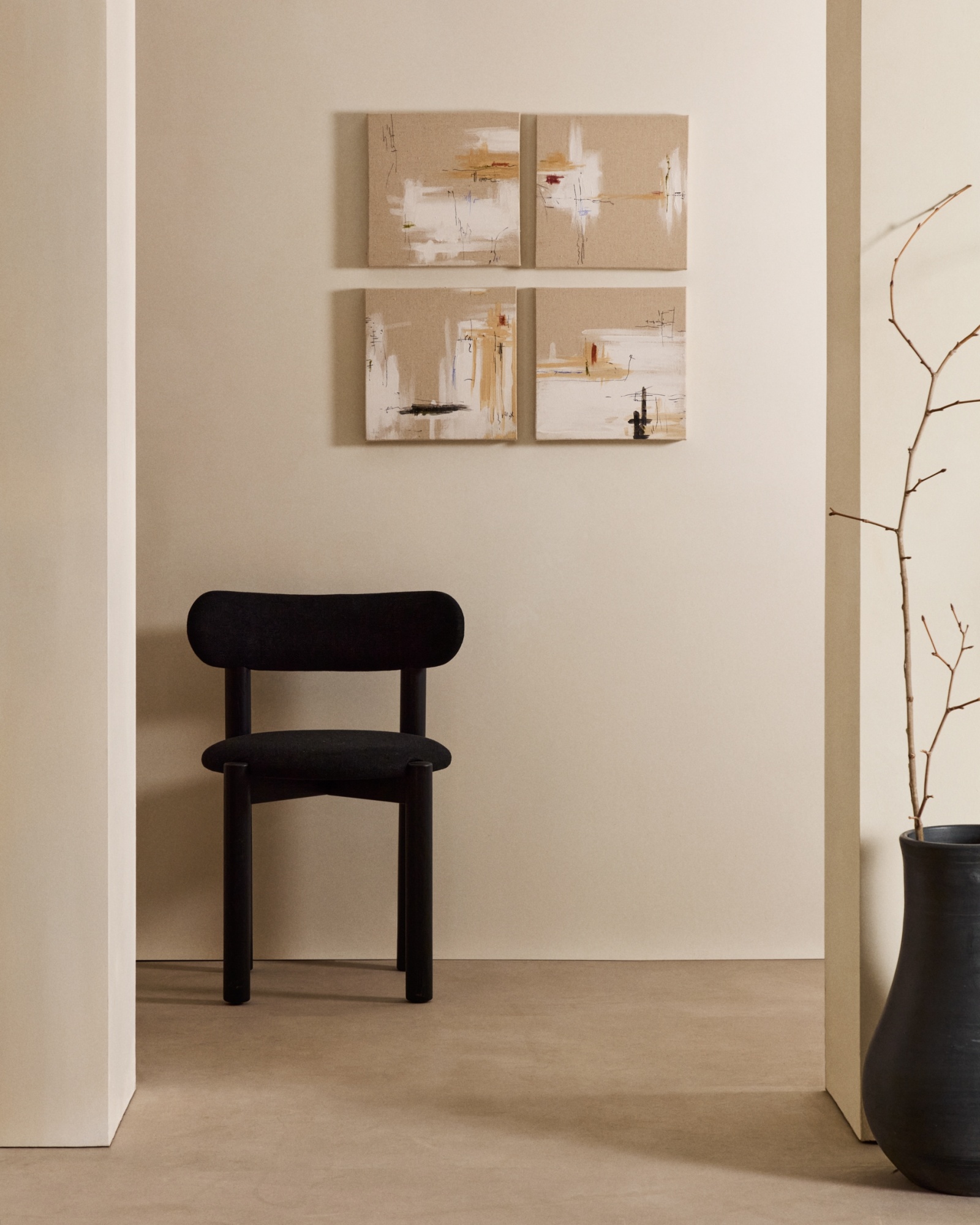 Selnir Набор из 4 картин на льняной основе белого и бежевого цвета 30 х 30 см La Forma (ex Julia Grup)