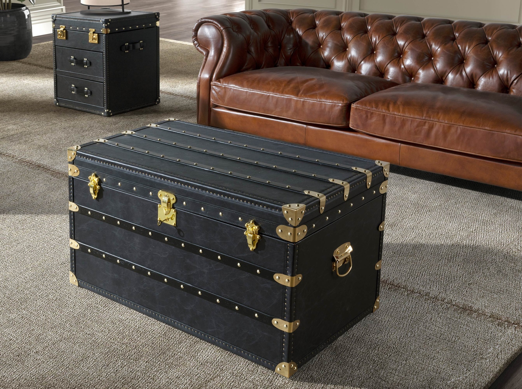 Черный кожаный столик-чемодан 5159 Angel Cerda