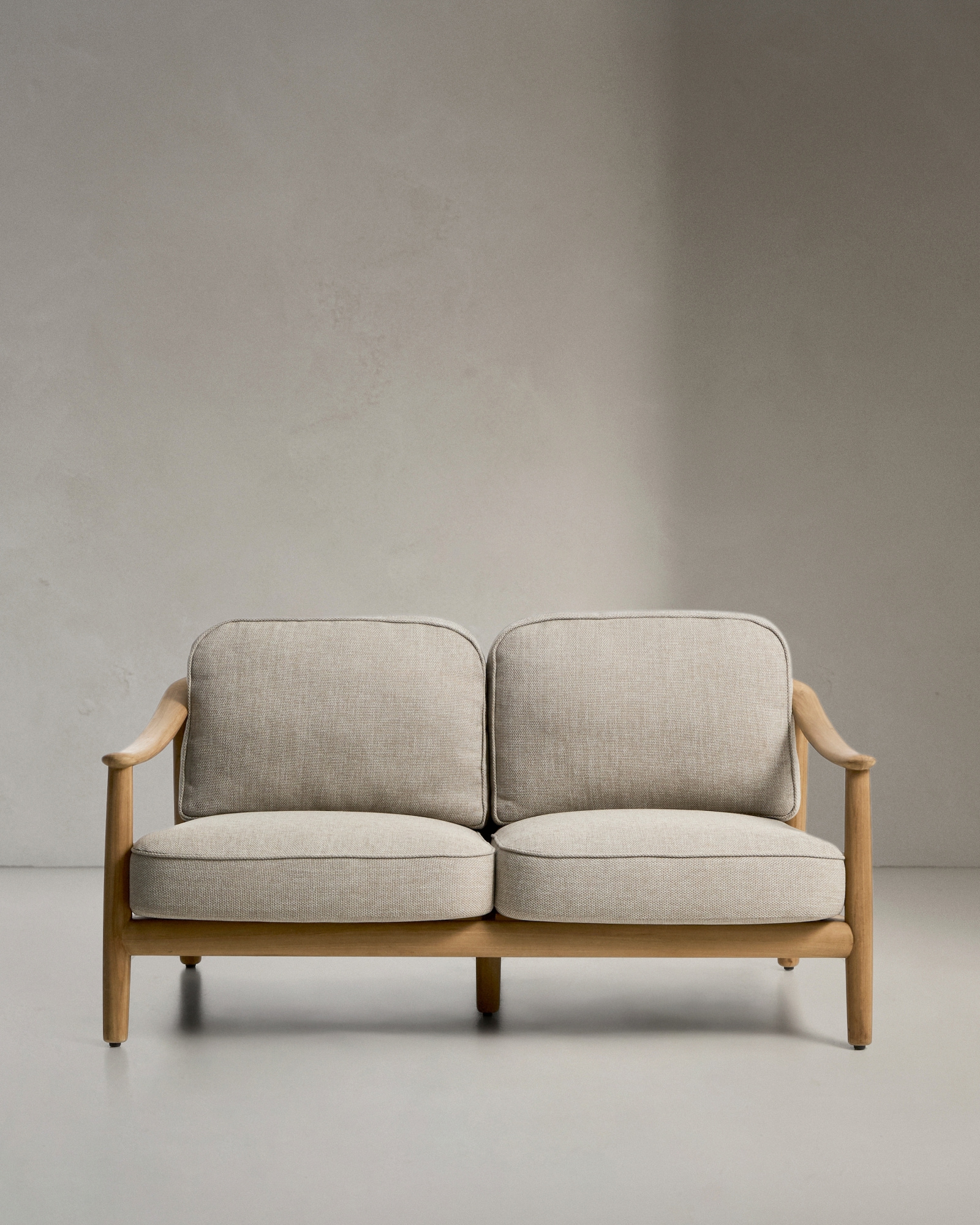 Уличный 2-х местный диван Elunda из тикового дерева и бежевой веревки La Forma 482219