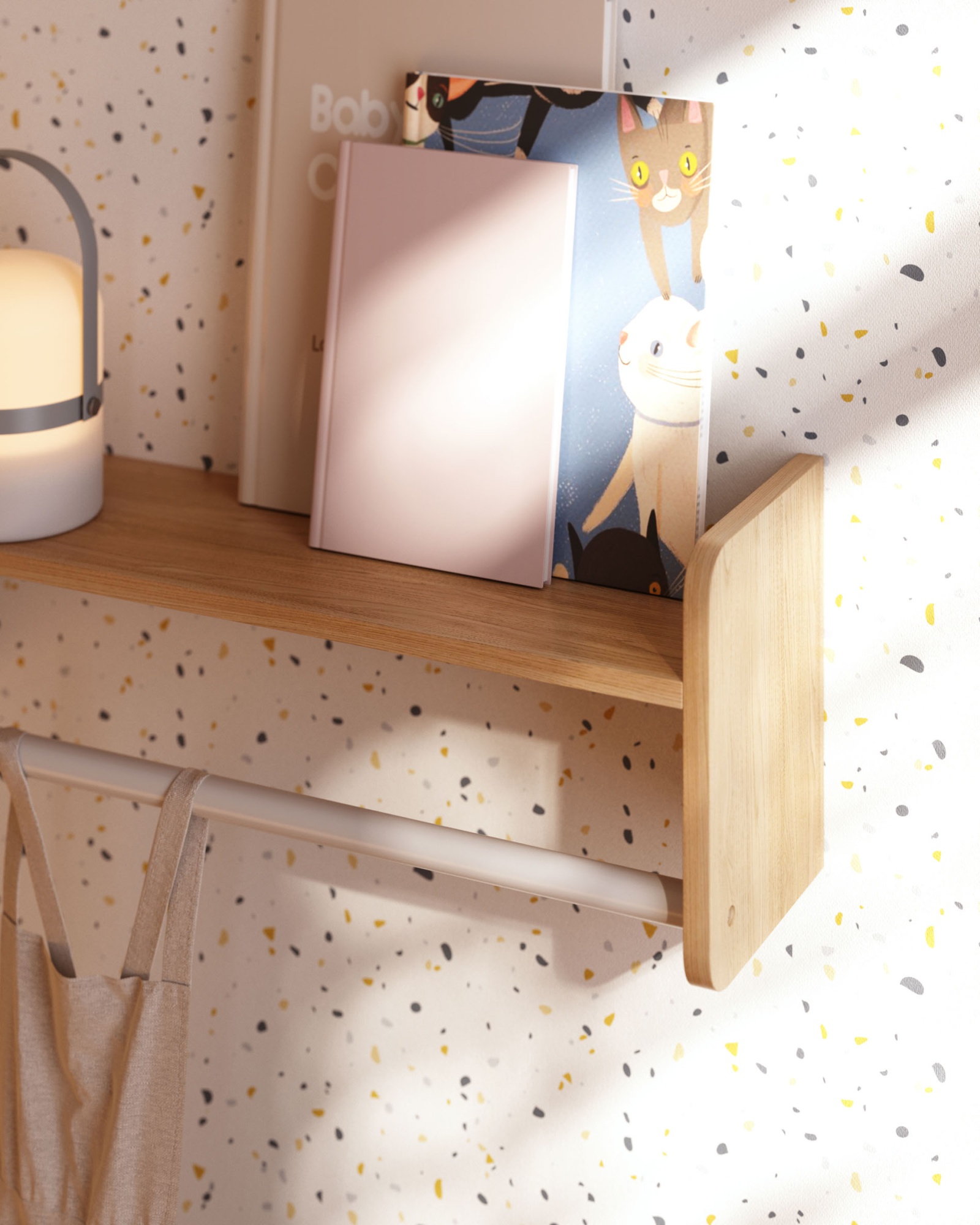 Полка Florentina с вешалками из массива натуральной сосны FSC и белого МДФ 52,5 см La Forma (ex Julia Grup)