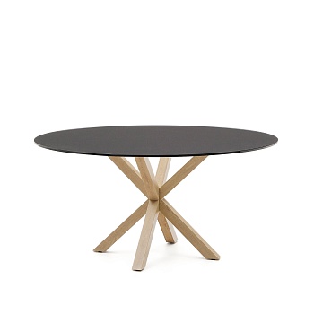 Круглый стол Argo из матового черного стекла со стальными ножками под дерево, Ø 150 La Forma (ex Julia Grup)