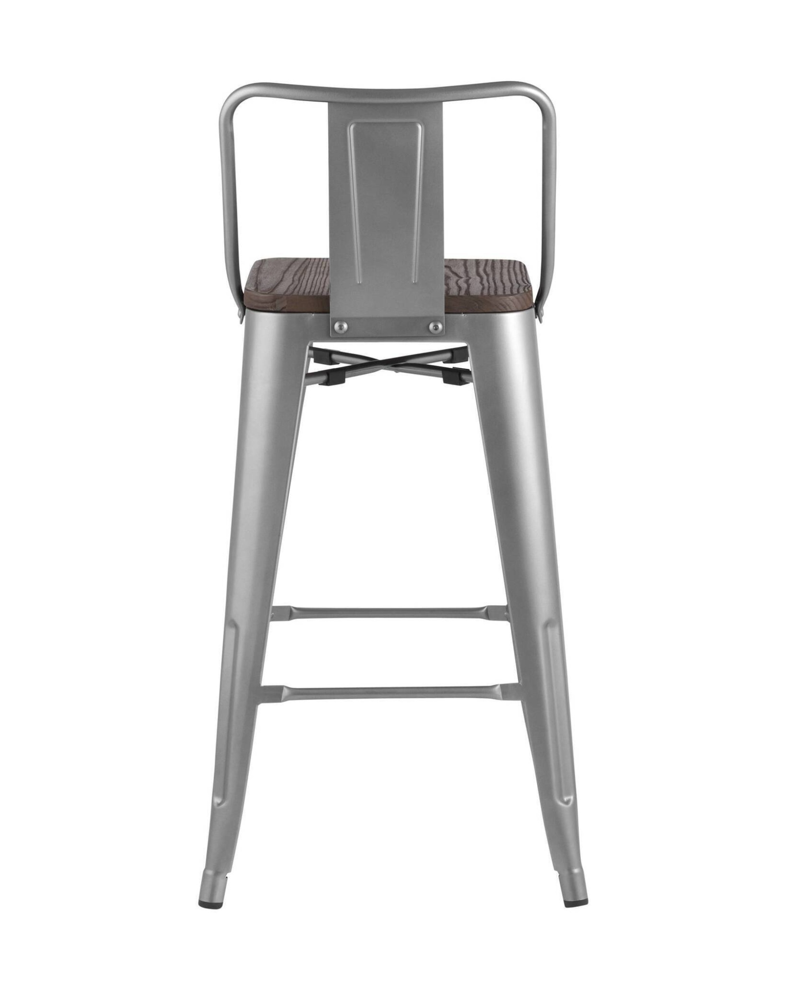 Стул полубарный TOLIX WOOD со спинкой серебристый матовый Stool Group