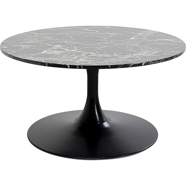 Стол кофейный Schickeria Marble Black Ø80 см KARE 87766