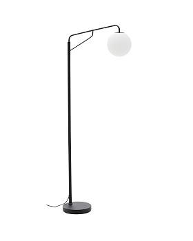 Торшер Eilo из черной стали с плафоном из матового стекла La Forma (ex Julia Grup)