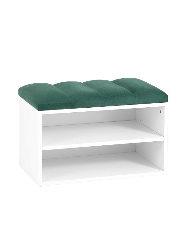 Обувница Хольст белая велюр зелёный Stool Group
