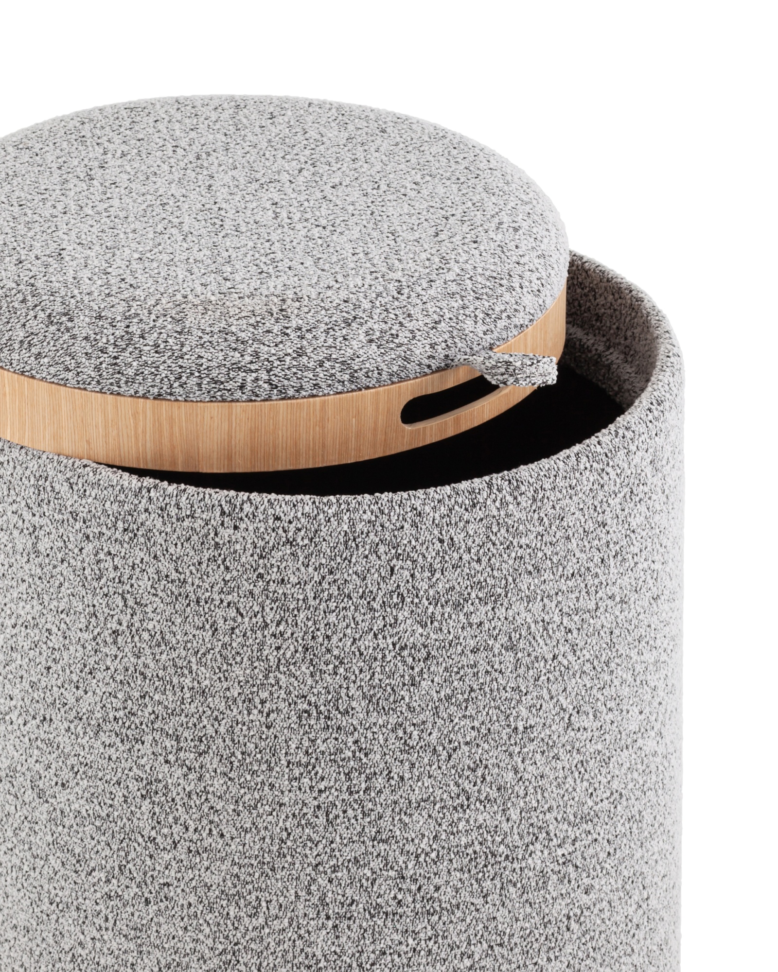 Пуф-столик с ящиком Хюгге S букле серый Stool Group