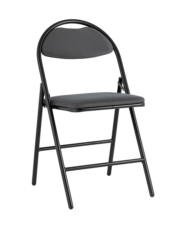 Стул складной Hagen велюр тёмно-серый каркас черный Stool Group