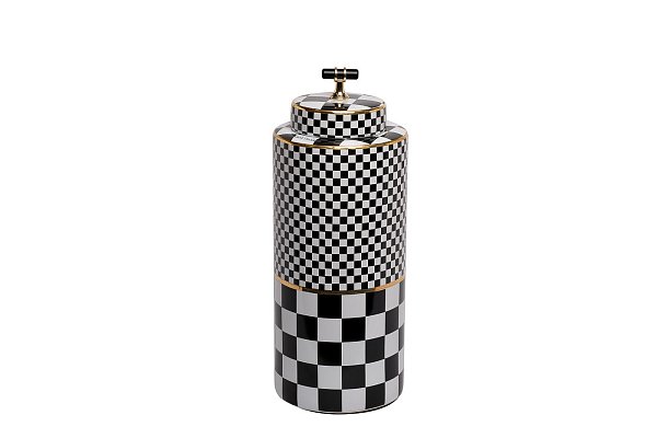 Ваза с крышкой "Chess" черно-белая 37см Garda Decor 55RD4395L