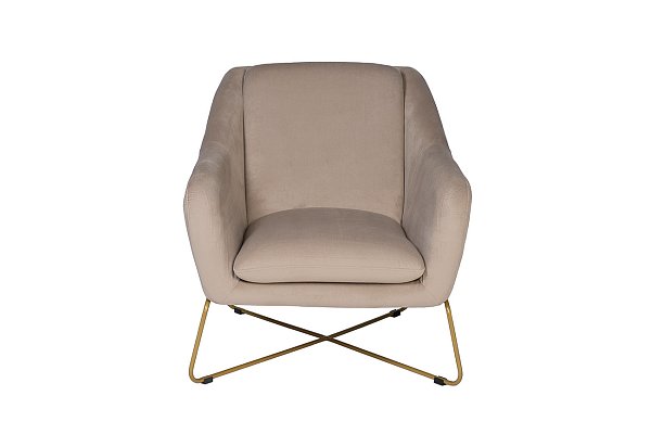 Кресло велюровое бежевое/матовое золото Garda Decor 101MR-AR2976KRES-BEG/ZOL